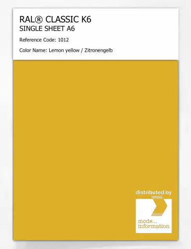 Artikelbild des Artikels “RAL® CLASSIC K6 SINGLE SHEET A6 1012 Lemon yellow / Zitronengelb “