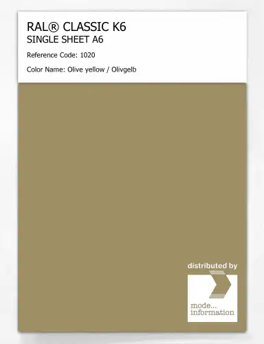 Artikelbild des Artikels “RAL® CLASSIC K6 SINGLE SHEET A6 1020 Olive yellow / Olivgelb “