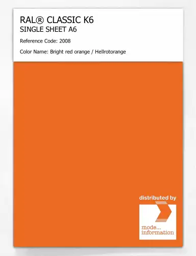 Artikelbild des Artikels “RAL® CLASSIC K6 SINGLE SHEET A6 2008 Bright red orange / Hellrotorange “