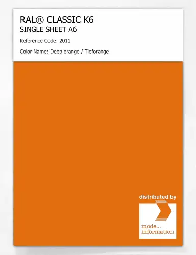 Artikelbild des Artikels “RAL® CLASSIC K6 SINGLE SHEET A6 2011 Deep orange / Tieforange “