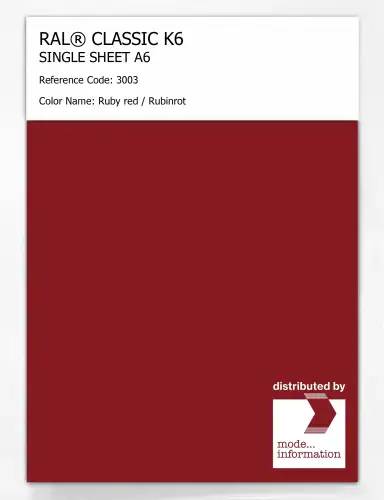 Artikelbild des Artikels “RAL® CLASSIC K6 SINGLE SHEET A6 3003 Ruby red / Rubinrot “