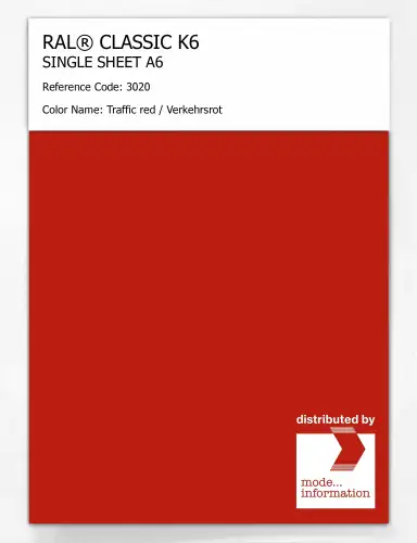 Artikelbild des Artikels “RAL® CLASSIC K6 SINGLE SHEET A6 3020 Traffic red / Verkehrsrot “