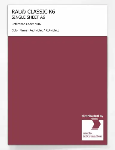 Artikelbild des Artikels “RAL® CLASSIC K6 SINGLE SHEET A6 4002 Red violet / Rotviolett “