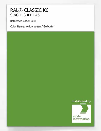 Artikelbild des Artikels “RAL® CLASSIC K6 SINGLE SHEET A6 6018 Yellow green / Gelbgrün “