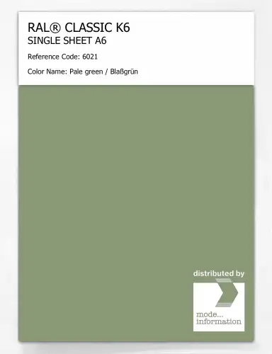 Artikelbild des Artikels “RAL® CLASSIC K6 SINGLE SHEET A6 6021 Pale green / Blaßgrün “