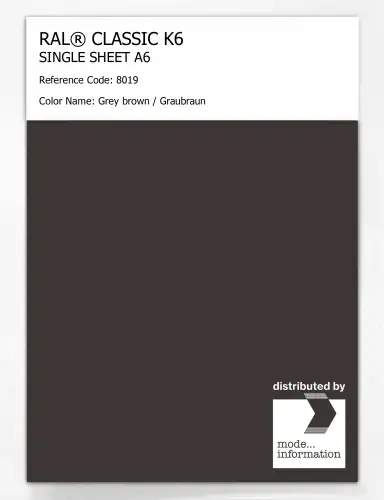 Artikelbild des Artikels “RAL® CLASSIC K6 SINGLE SHEET A6 8019 Grey brown / Graubraun “