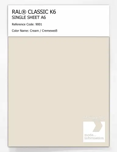 Artikelbild des Artikels “RAL® CLASSIC K6 SINGLE SHEET A6 9001 Cream / Cremeweiß “