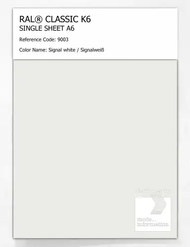 Artikelbild des Artikels “RAL® CLASSIC K6 SINGLE SHEET A6 9003 Signal white / Signalweiß “