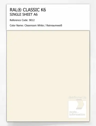 Artikelbild des Artikels “RAL® CLASSIC K6 SINGLE SHEET A6 9012 Cleanroom White / Reinraumweiß “