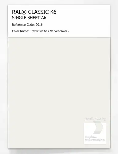 Artikelbild des Artikels “RAL® CLASSIC K6 SINGLE SHEET A6 9016 Traffic white / Verkehrsweiß “