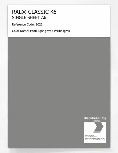 Artikelbild des Artikels “RAL® CLASSIC K6 SINGLE SHEET A6 9022 Pearl light grey / Perlhellgrau “