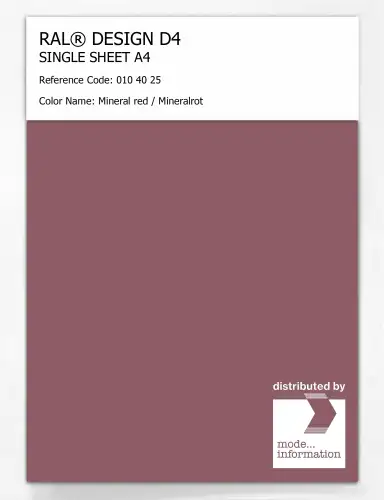 Artikelbild des Artikels “RAL® DESIGN D4 SINGLE SHEET A4 010 40 25 Mineral red / Mineralrot “