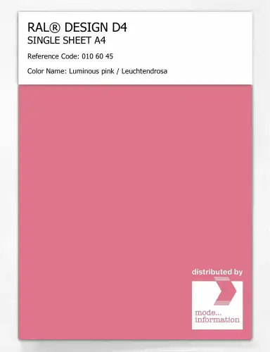 Artikelbild des Artikels “RAL® DESIGN D4 SINGLE SHEET A4 010 60 45 Luminous pink / Leuchtendrosa “