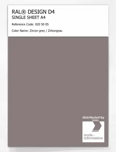 Artikelbild des Artikels “RAL® DESIGN D4 SINGLE SHEET A4 020 50 05 Zircon grey / Zirkongrau “