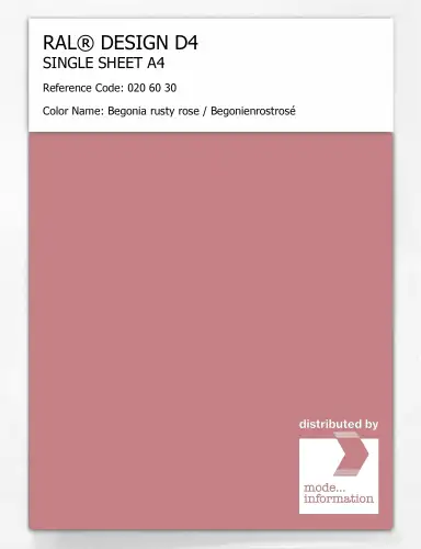 Artikelbild des Artikels “RAL® DESIGN D4 SINGLE SHEET A4 020 60 30 Begonia rusty rose / Begonienrostrosé “
