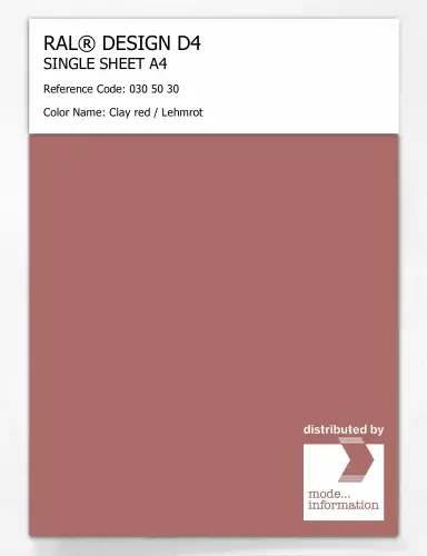 Artikelbild des Artikels “RAL® DESIGN D4 SINGLE SHEET A4 030 50 30 Clay red / Lehmrot “