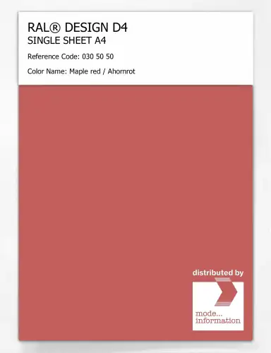 Artikelbild des Artikels “RAL® DESIGN D4 SINGLE SHEET A4 030 50 50 Maple red / Ahornrot “