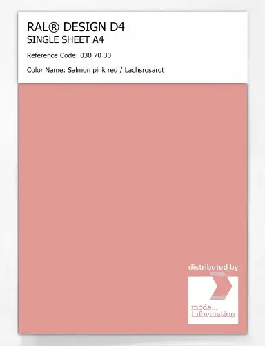 Artikelbild des Artikels “RAL® DESIGN D4 SINGLE SHEET A4 030 70 30 Salmon pink red / Lachsrosarot “