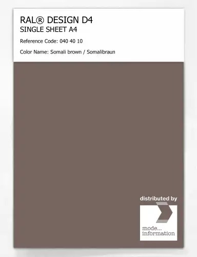 Artikelbild des Artikels “RAL® DESIGN D4 SINGLE SHEET A4 040 40 10 Somali brown / Somalibraun “