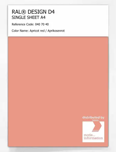 Artikelbild des Artikels “RAL® DESIGN D4 SINGLE SHEET A4 040 70 40 Apricot red / Aprikosenrot “