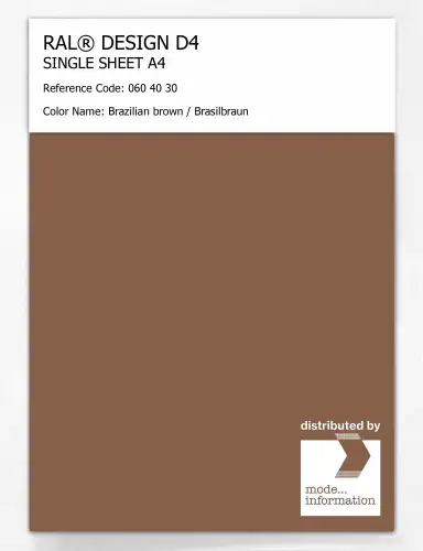 Artikelbild des Artikels “RAL® DESIGN D4 SINGLE SHEET A4 060 40 30 Brazilian brown / Brasilbraun “