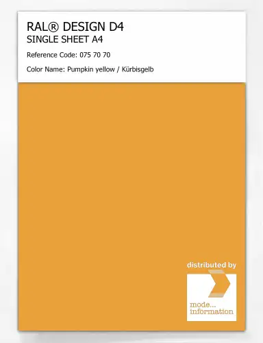 Artikelbild des Artikels “RAL® DESIGN D4 SINGLE SHEET A4 075 70 70 Pumpkin yellow / Kürbisgelb “