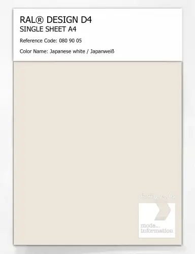Artikelbild des Artikels “RAL® DESIGN D4 SINGLE SHEET A4 080 90 05 Japanese white / Japanweiß “