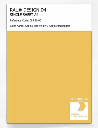 Artikelbild des Artikels “RAL® DESIGN D4 SINGLE SHEET A4 085 80 60 Adonis rose yellow / Adonisröschengelb “