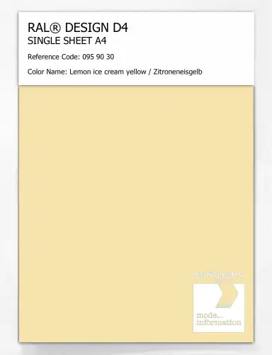 Artikelbild des Artikels “RAL® DESIGN D4 SINGLE SHEET A4 095 90 30 Lemon ice cream yellow / Zitroneneisgelb “
