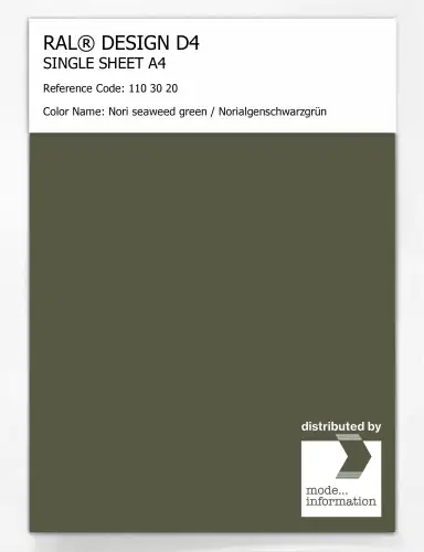 Artikelbild des Artikels “RAL® DESIGN D4 SINGLE SHEET A4 110 30 20 Nori seaweed green / Norialgenschwarzgrün “