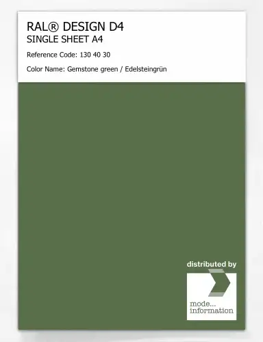Artikelbild des Artikels “RAL® DESIGN D4 SINGLE SHEET A4 130 40 30 Gemstone green / Edelsteingrün “