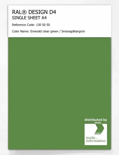 Artikelbild des Artikels “RAL® DESIGN D4 SINGLE SHEET A4 130 50 50 Emerald clear green / Smaragdklargrün “