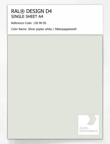 Artikelbild des Artikels “RAL® DESIGN D4 SINGLE SHEET A4 130 90 05 Silver poplar white / Silberpappelweiß “