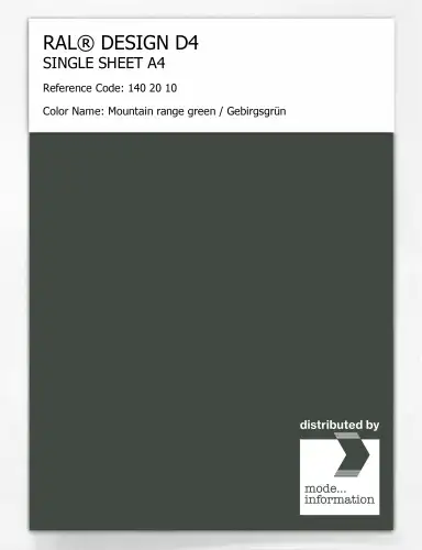 Artikelbild des Artikels “RAL® DESIGN D4 SINGLE SHEET A4 140 20 10 Mountain range green / Gebirgsgrün “