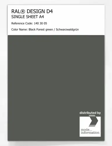 Artikelbild des Artikels “RAL® DESIGN D4 SINGLE SHEET A4 140 30 05 Black Forest green / Schwarzwaldgrün “