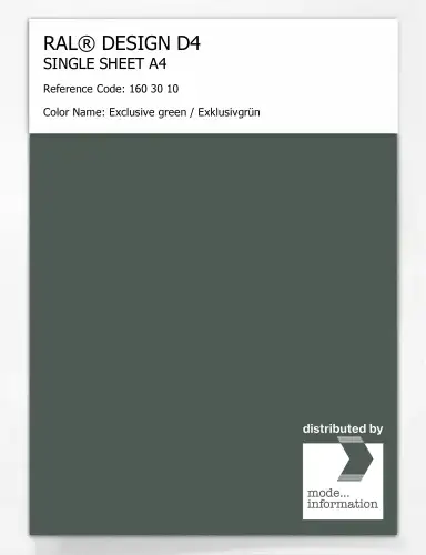 Artikelbild des Artikels “RAL® DESIGN D4 SINGLE SHEET A4 160 30 10 Exclusive green / Exklusivgrün “