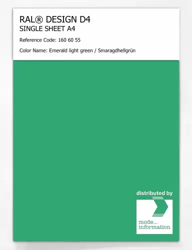 Artikelbild des Artikels “RAL® DESIGN D4 SINGLE SHEET A4 160 60 55 Emerald light green / Smaragdhellgrün “
