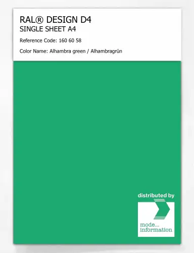 Artikelbild des Artikels “RAL® DESIGN D4 SINGLE SHEET A4 160 60 58 Alhambra green / Alhambragrün “