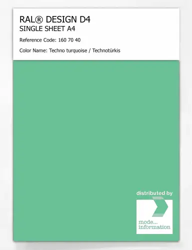 Artikelbild des Artikels “RAL® DESIGN D4 SINGLE SHEET A4 160 70 40 Techno turquoise / Technotürkis “