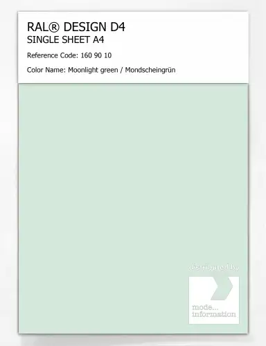 Artikelbild des Artikels “RAL® DESIGN D4 SINGLE SHEET A4 160 90 10 Moonlight green / Mondscheingrün “