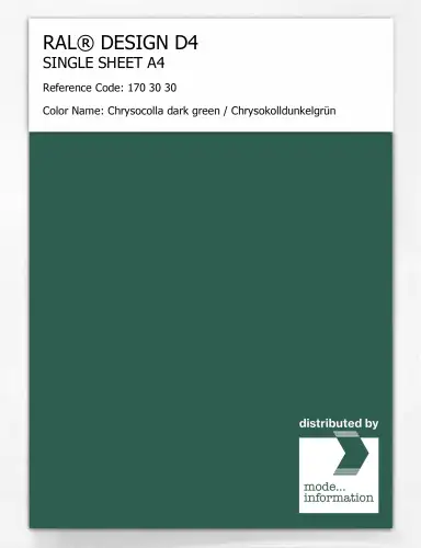 Artikelbild des Artikels “RAL® DESIGN D4 SINGLE SHEET A4 170 30 30 Chrysocolla dark green / Chrysokolldunkelgrün “