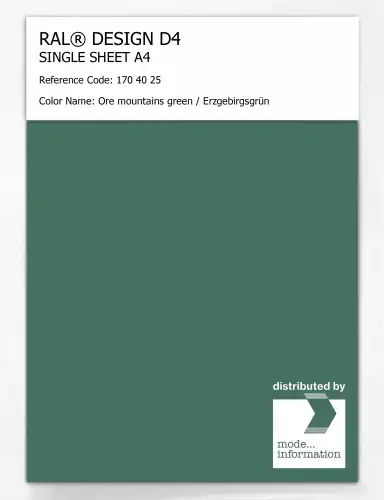 Artikelbild des Artikels “RAL® DESIGN D4 SINGLE SHEET A4 170 40 25 Ore mountains green / Erzgebirgsgrün “