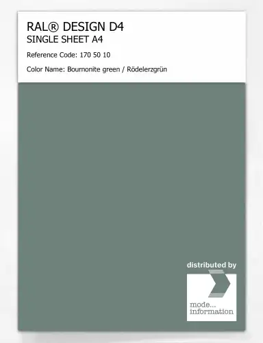 Artikelbild des Artikels “RAL® DESIGN D4 SINGLE SHEET A4 170 50 10 Bournonite green / Rödelerzgrün “