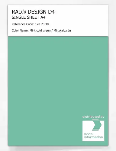Artikelbild des Artikels “RAL® DESIGN D4 SINGLE SHEET A4 170 70 30 Mint cold green / Minzkaltgrün “