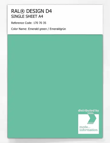 Artikelbild des Artikels “RAL® DESIGN D4 SINGLE SHEET A4 170 70 35 Emerald green / Emeraldgrün “