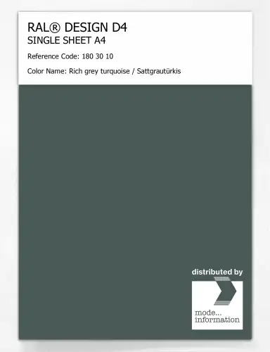 Artikelbild des Artikels “RAL® DESIGN D4 SINGLE SHEET A4 180 30 10 Rich grey turquoise / Sattgrautürkis “