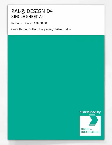 Artikelbild des Artikels “RAL® DESIGN D4 SINGLE SHEET A4 180 60 50 Brilliant turquoise / Brillanttürkis “