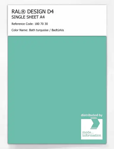 Artikelbild des Artikels “RAL® DESIGN D4 SINGLE SHEET A4 180 70 30 Bath turquoise / Badtürkis “