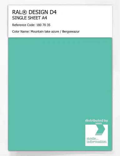 Artikelbild des Artikels “RAL® DESIGN D4 SINGLE SHEET A4 180 70 35 Mountain lake azure / Bergseeazur “