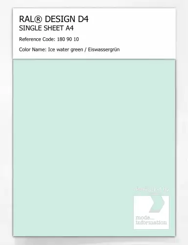 Artikelbild des Artikels “RAL® DESIGN D4 SINGLE SHEET A4 180 90 10 Ice water green / Eiswassergrün “